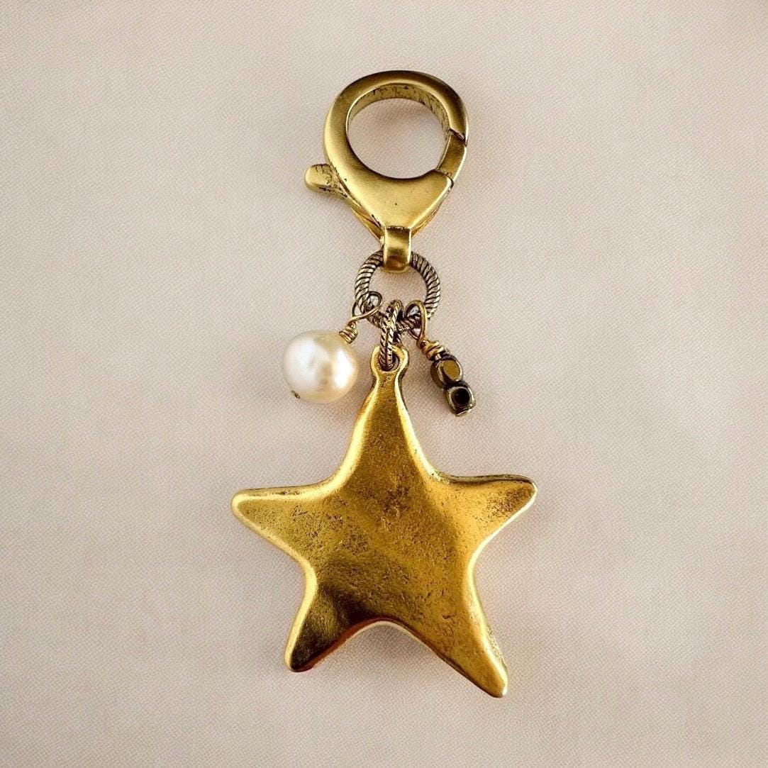 Gold Star Purse Charm Pearl Jewelry Gift