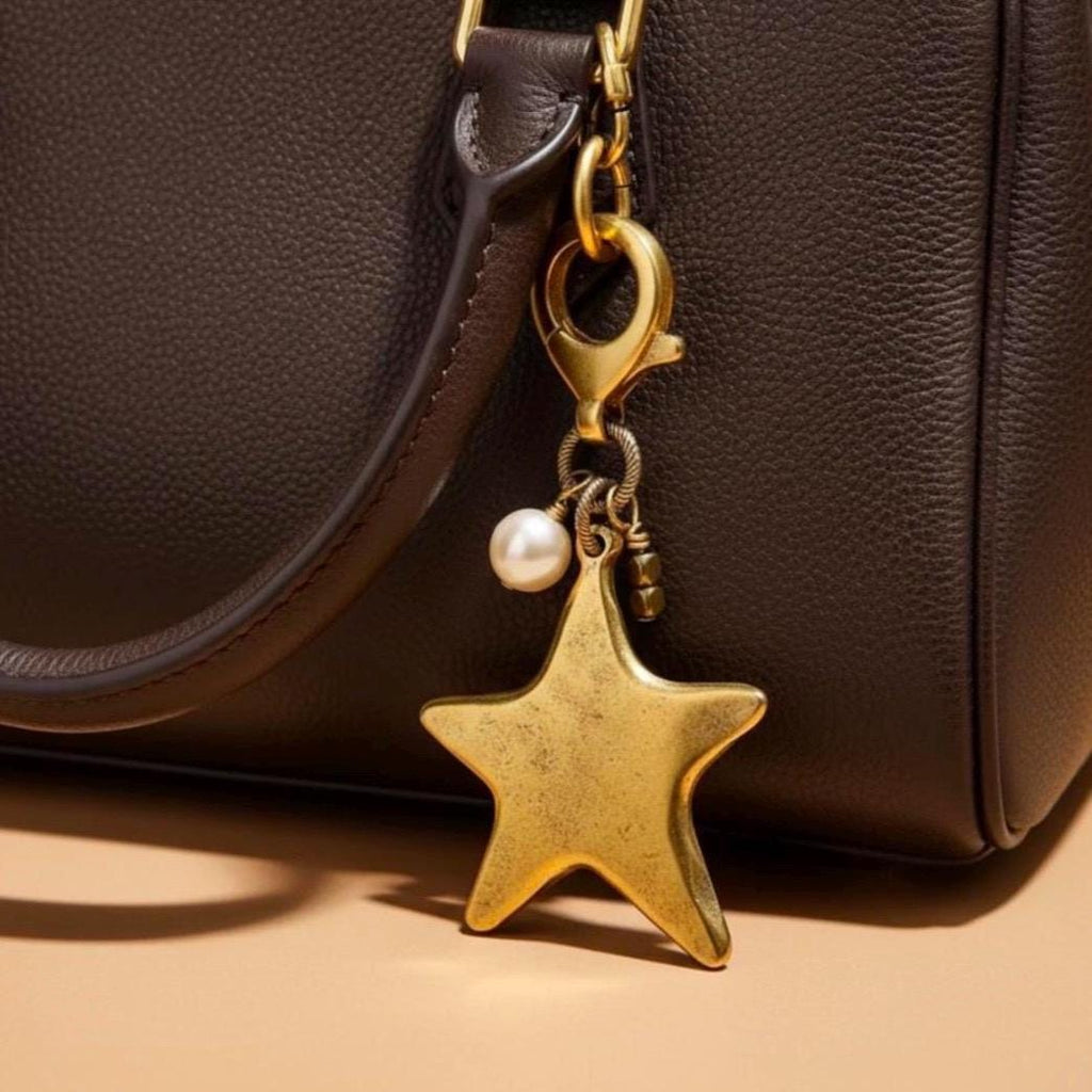 Gold Star Purse Charm Pearl Jewelry Gift