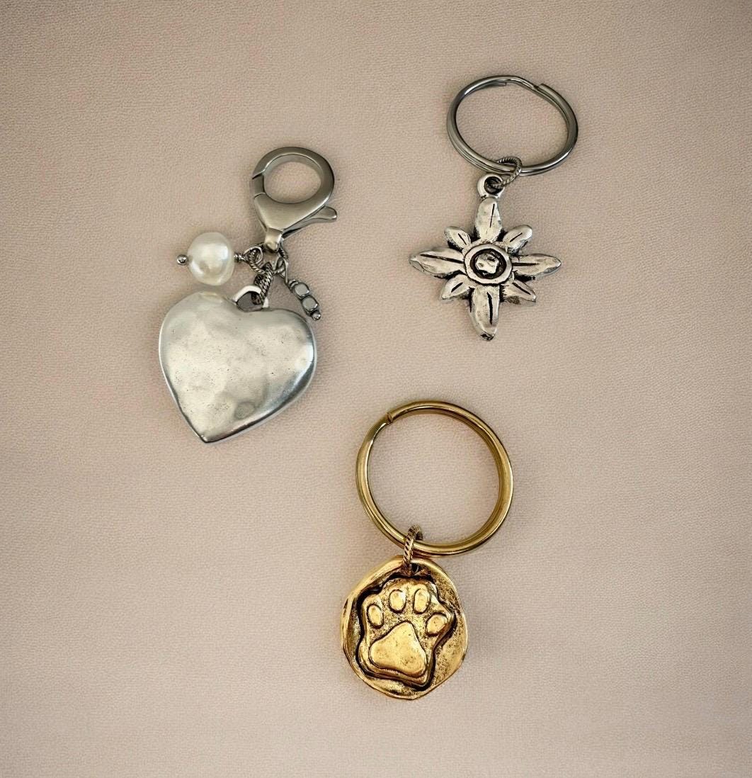 Silver Heart Bag Charm Pendant Genuine Pearl Jewelry Gift