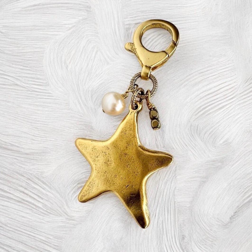 Gold Star Purse Charm Pearl Jewelry Gift