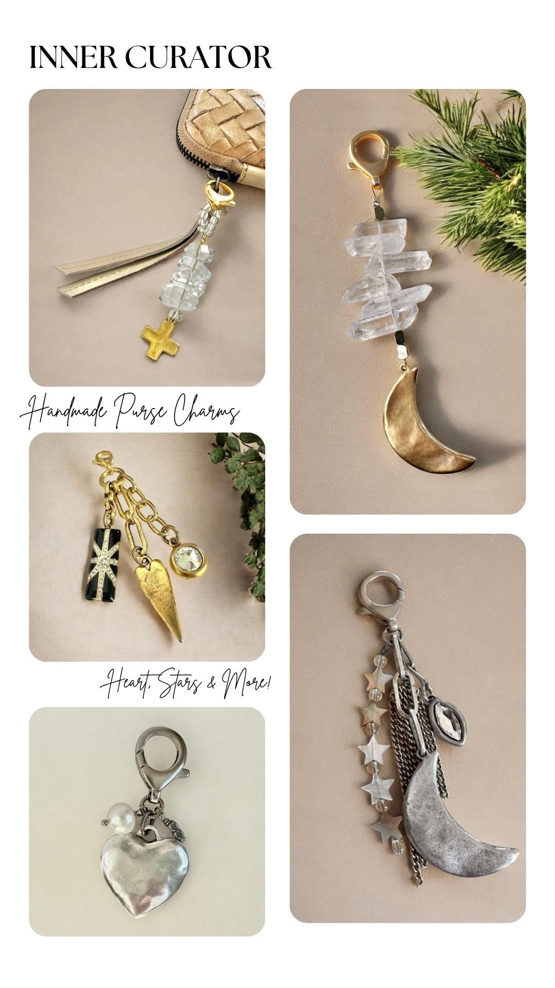 Silver Heart Bag Charm Pendant Genuine Pearl Jewelry Gift