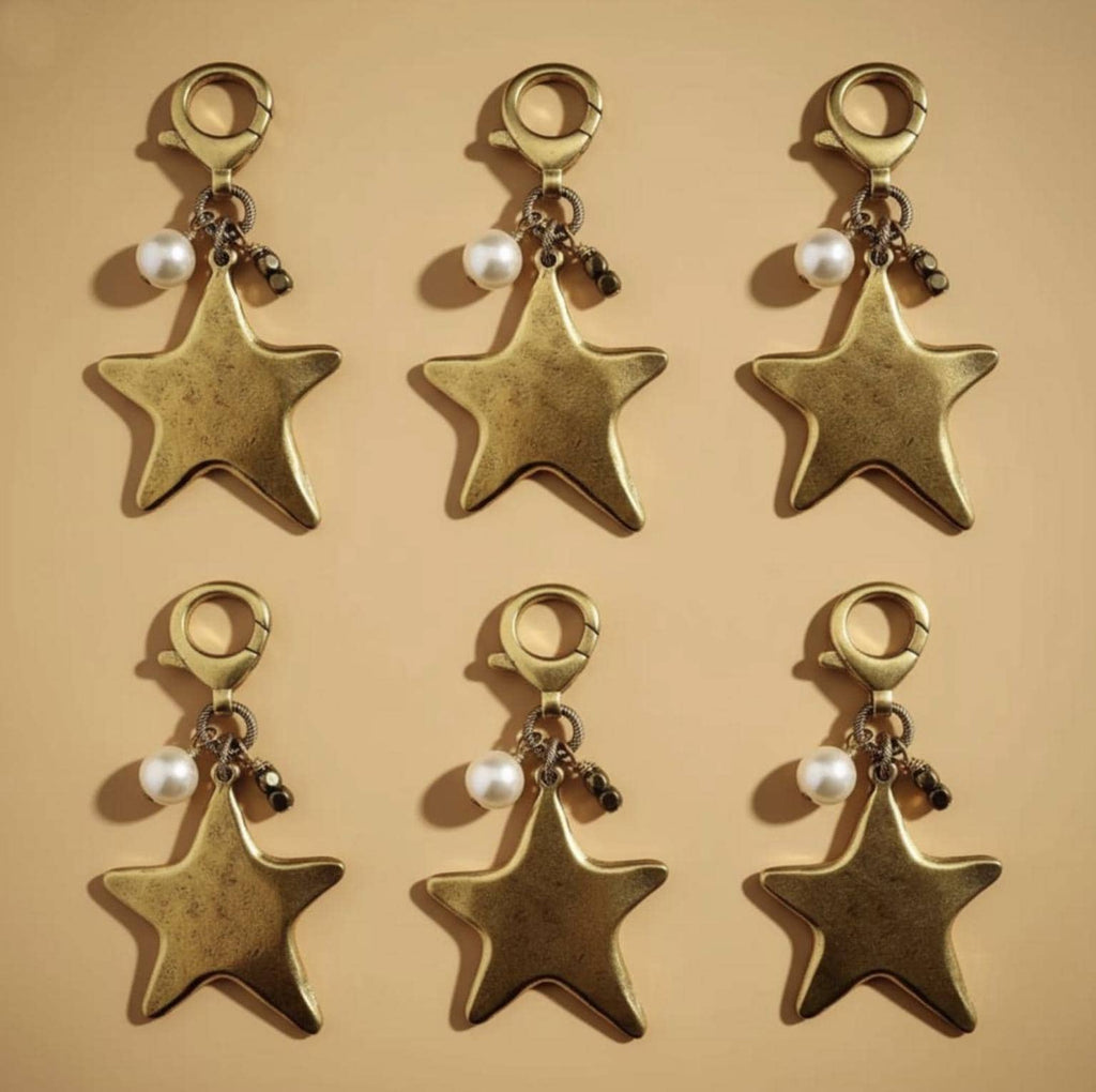 Gold Star Purse Charm Pearl Jewelry Gift
