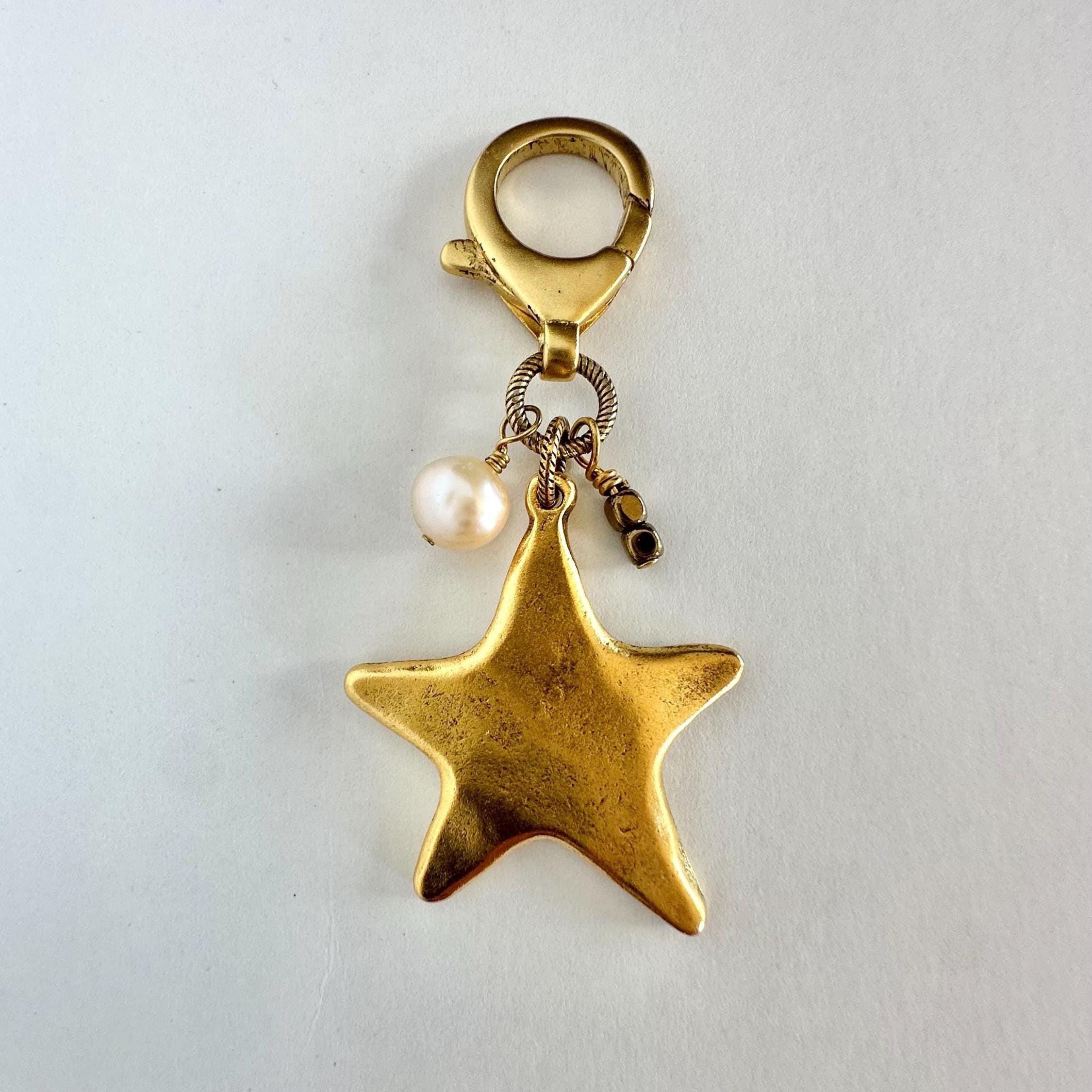 Gold Star Purse Charm Pearl Jewelry Gift