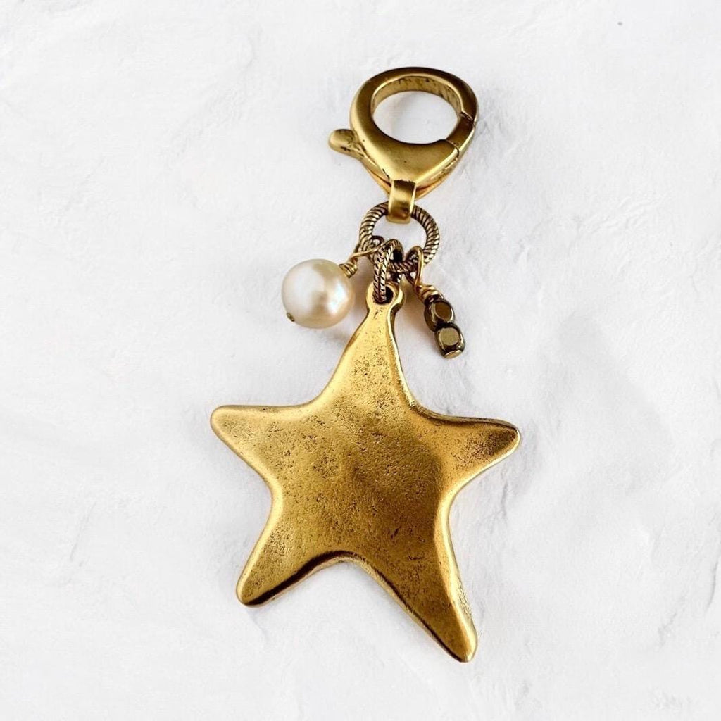 Gold Star Purse Charm Pearl Jewelry Gift